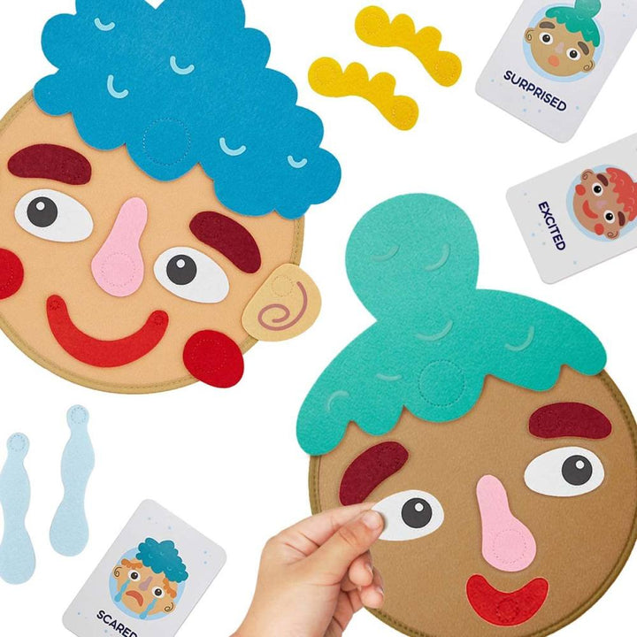 Colorful Montessori educational toy featuring changeable facial expressions for early learning and social skills.