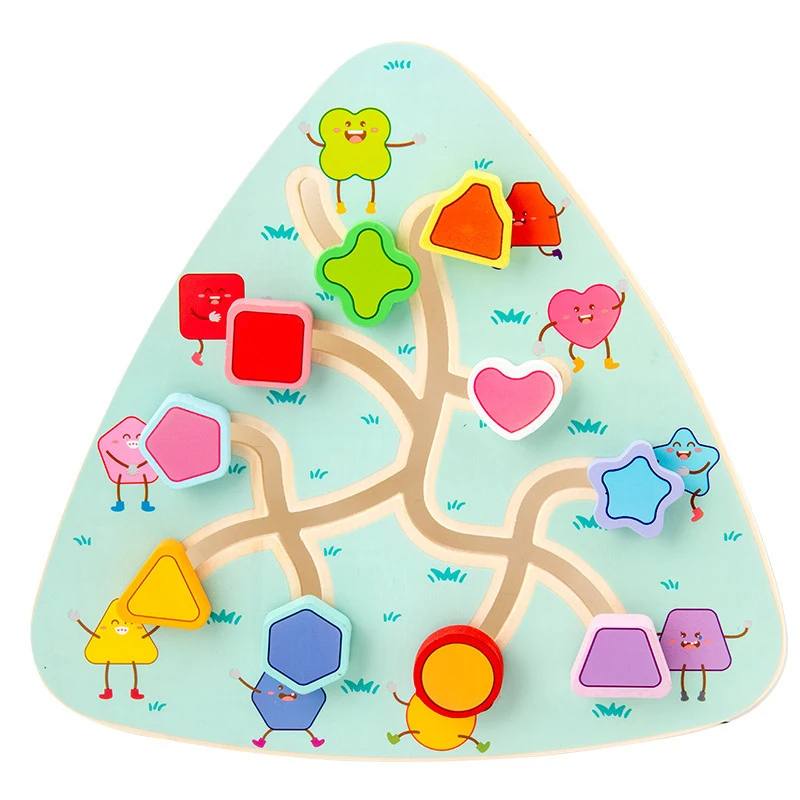 Montessori wooden maze board toy for toddlers developing fine motor skills