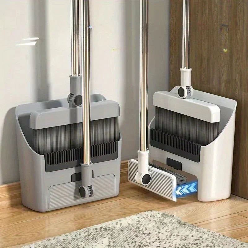 Solve floor cleaning with this efficient, self-cleaning broom & dustpan set for home organization.