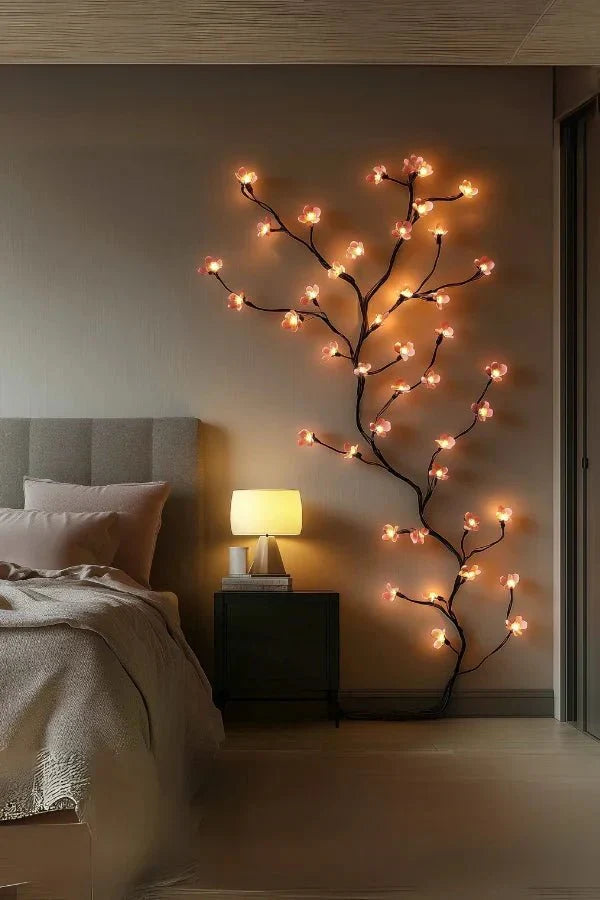 Elegant illuminated LED branch wall decor, perfect for creating a serene, nature-inspired ambiance.