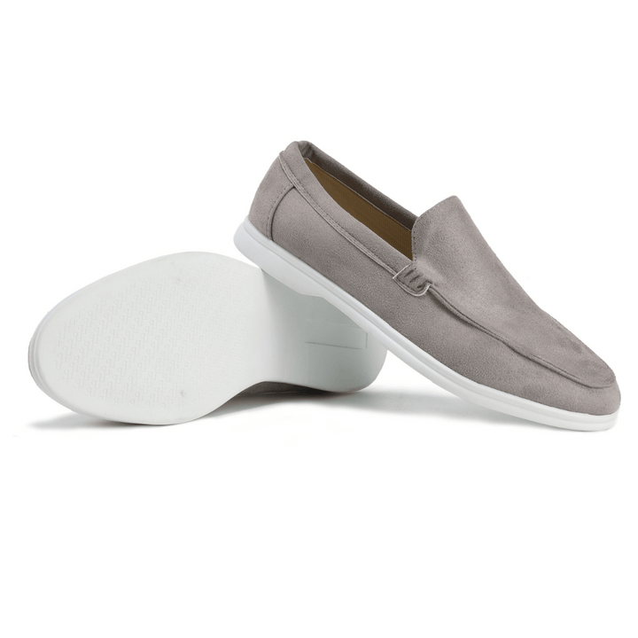 Black men's casual loafers, top view highlighting the round toe and effortless design.