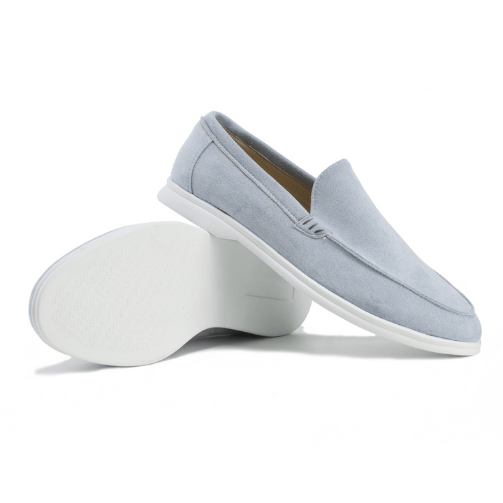 Stitched detail men's navy loafers, casual slip-on shoes designed for everyday comfort.