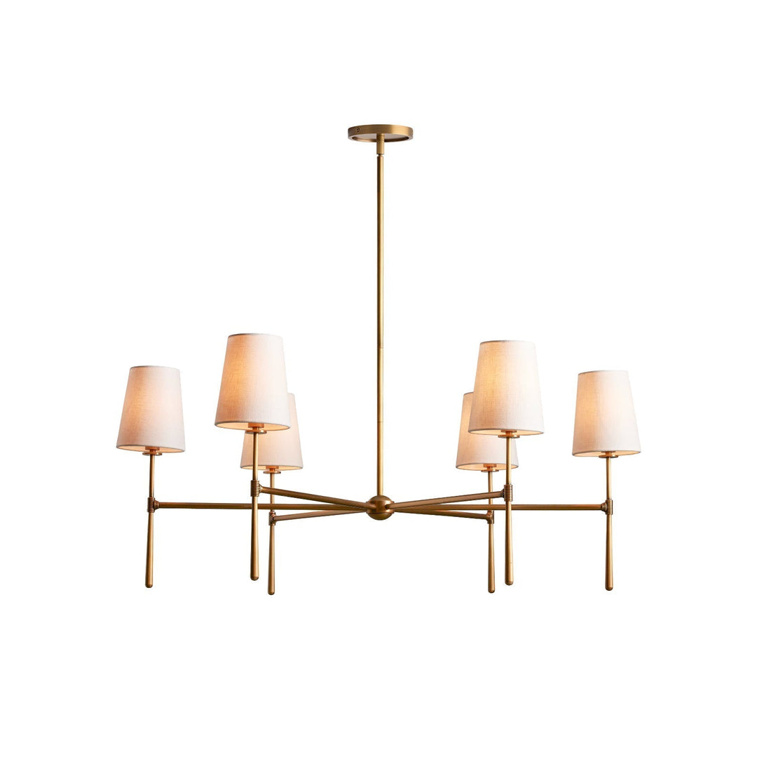 Nevell black mid-century modern chandelier; statement ceiling fixture for dining areas.