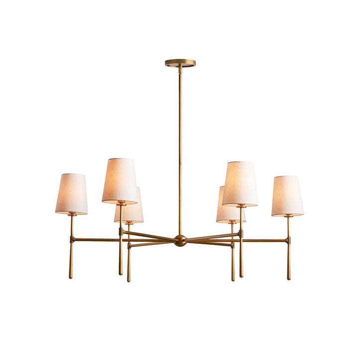 Nevell black mid-century modern chandelier; statement ceiling fixture for dining areas.