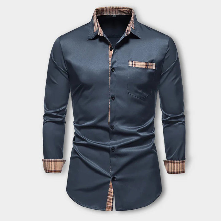 Effortless men's red long-sleeve shirt, slim fit & classic. Perfect casual button-down for modern men's fashion.