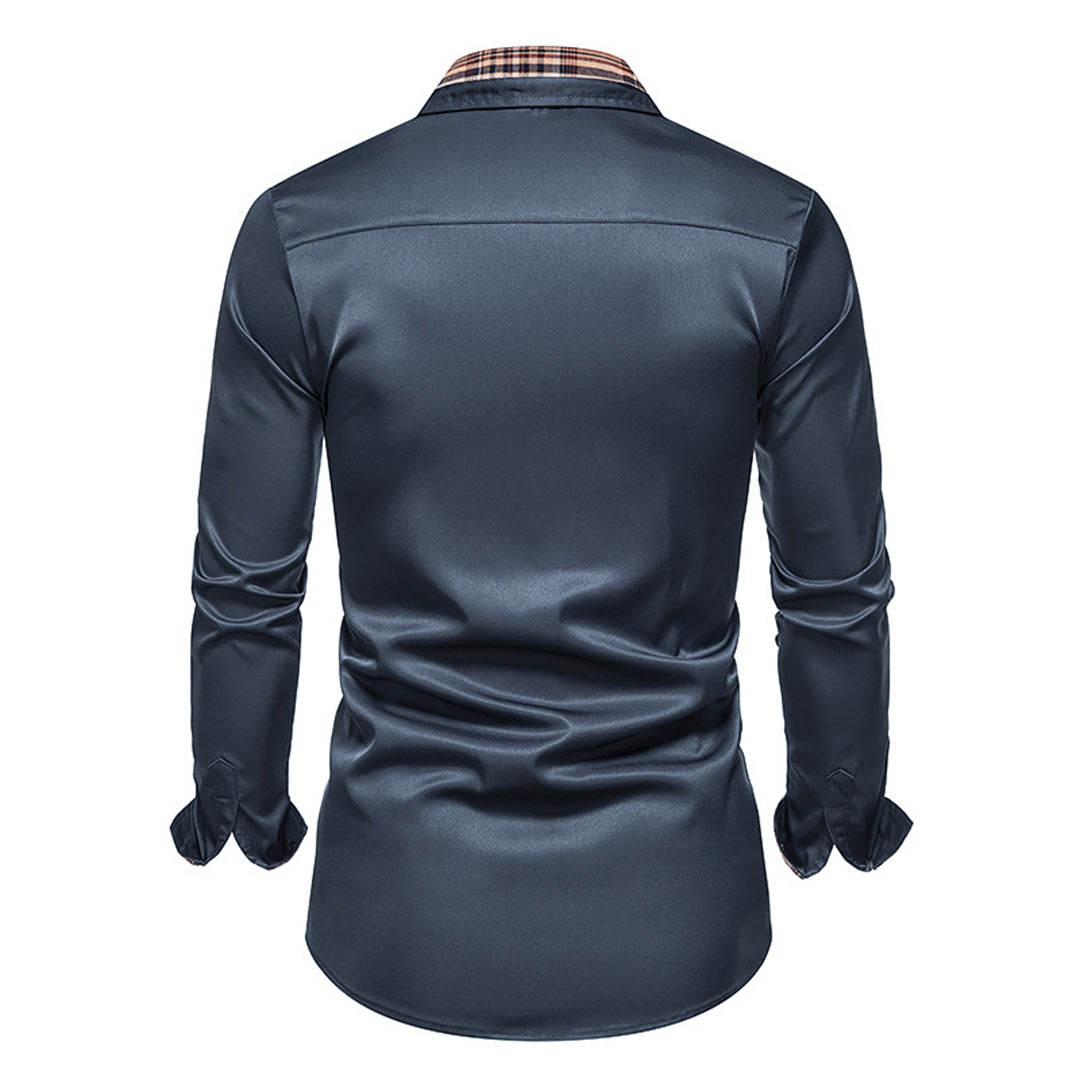 Classic men's black long-sleeve slim fit shirt, button-down. Essential for casual & formal men's everyday fashion.