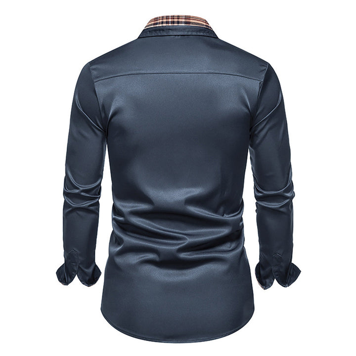Classic men's black long-sleeve slim fit shirt, button-down. Essential for casual & formal men's everyday fashion.