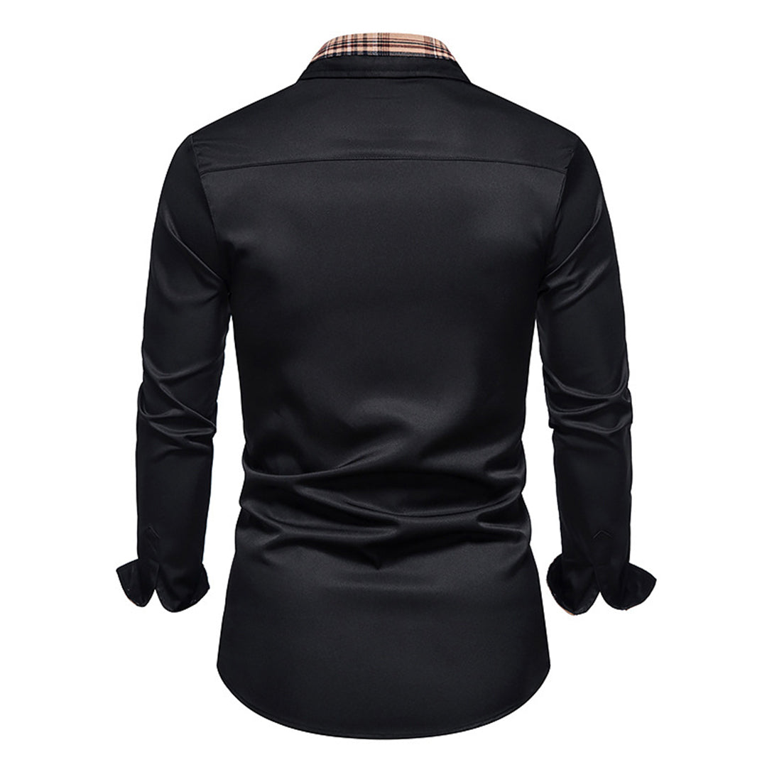 Versatile men's blue long-sleeve shirt, slim fit & classic button-down design. Ideal for casual or formal looks.