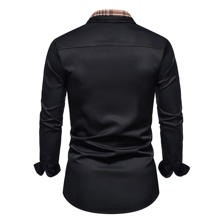 Versatile men's blue long-sleeve shirt, slim fit & classic button-down design. Ideal for casual or formal looks.