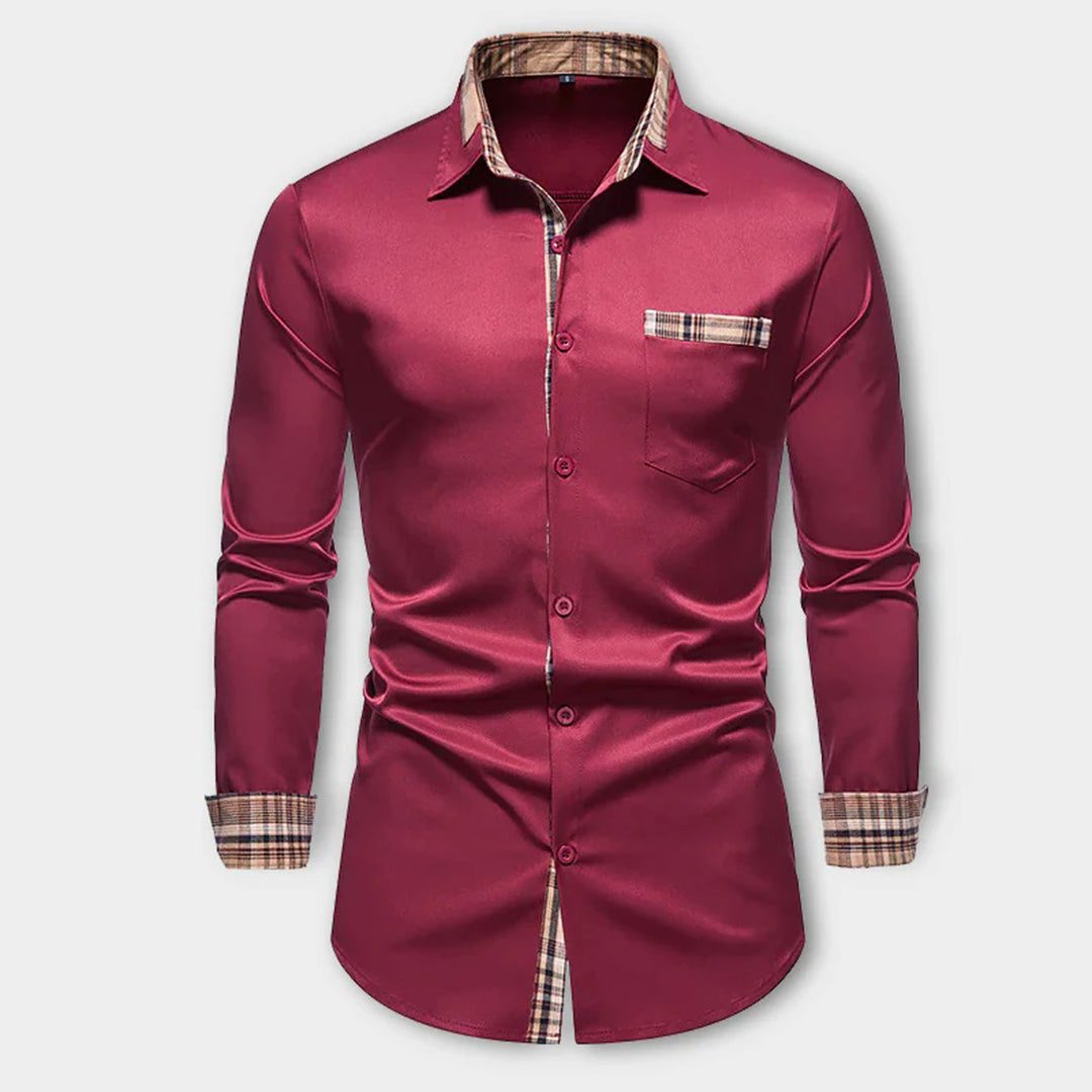 Classic men's black long-sleeve shirt, slim fit for a modern look. Perfect for everyday wear & men's fashion.