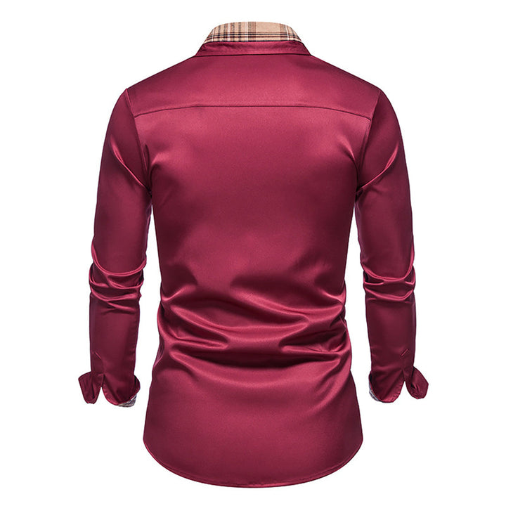 Men's red long-sleeve casual shirt, classic slim fit. A stylish button-down for effortless everyday fashion.