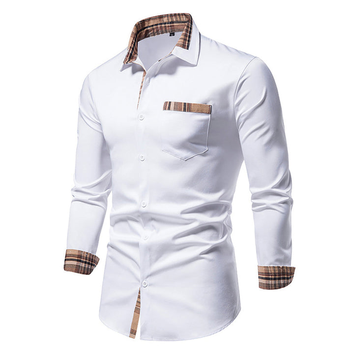 New men's classic long-sleeve button-down shirt in black. Slim fit for formal or casual men's fashion.