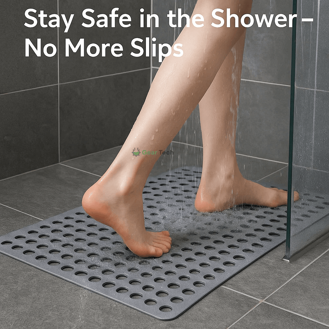 Efficient drainage non-slip shower mat, preventing water buildup & improving hygiene.