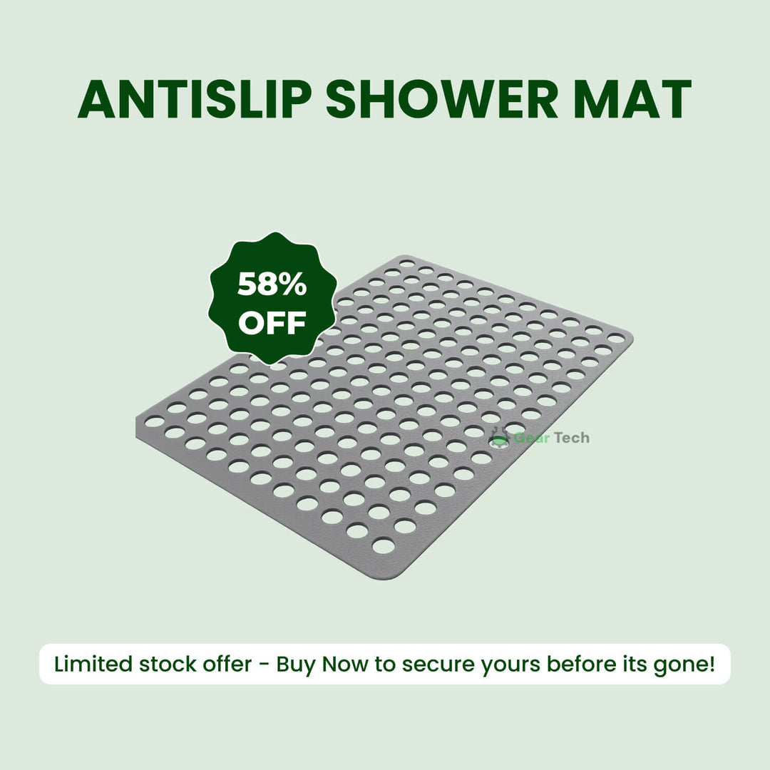 Full view of a rectangular non-slip shower mat, ready to enhance bathroom safety. Easy clean.