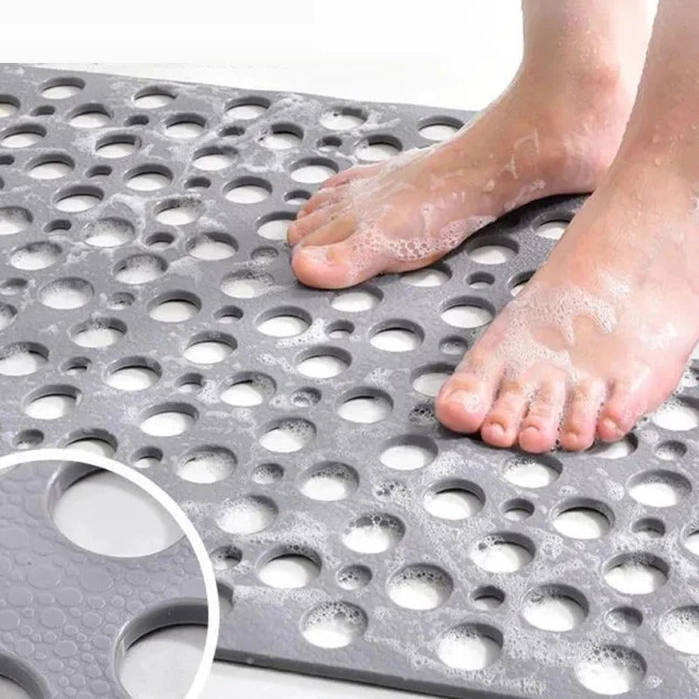 Durable PVC non-slip shower mat with effective drainage for wet areas. Easy clean.