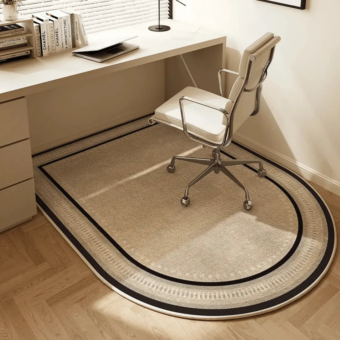 Non-slip velvet gaming chair mat, protecting carpets & floors, enhancing your modern workspace setup.