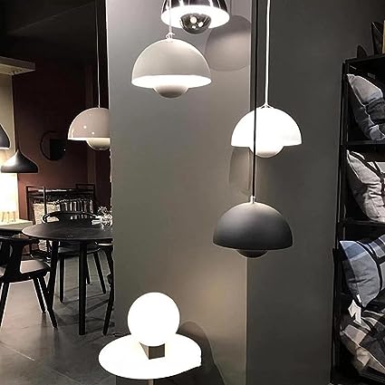 Side view of a Nordic Dome Pendant Lamp, showcasing its elegant dome shape and modern aesthetic. Ceiling light.