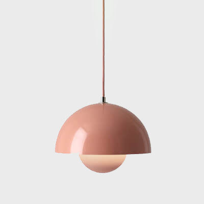 Nordic Dome Pendant Lamp suspended, providing ambient lighting. Modern, timeless ceiling light for contemporary homes.