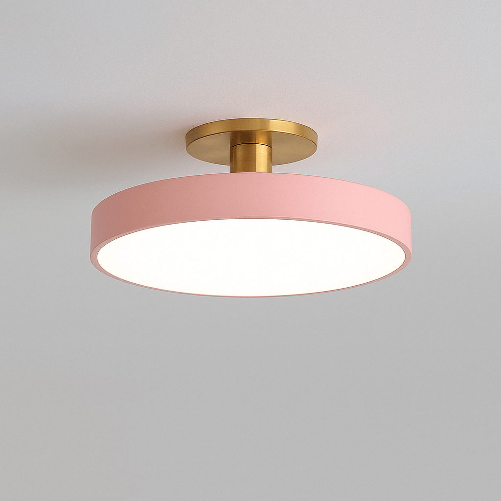 Chic Nordic LED flush mount ceiling light in pastel macaron colors for modern homes.