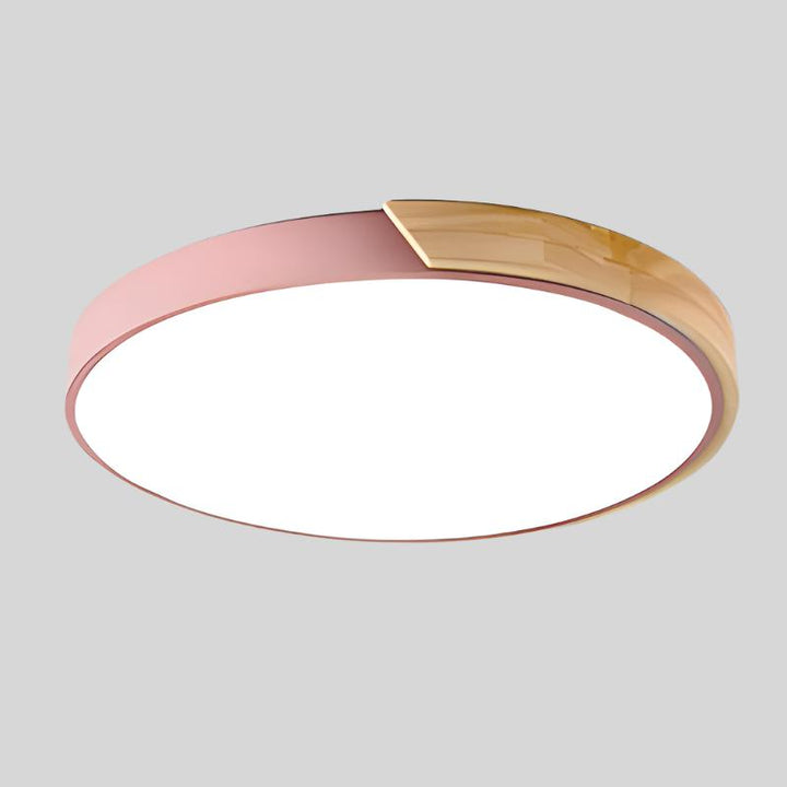 Warm ambient Nordic Macaroon ceiling lamp, modern LED light for inviting bedroom or living spaces.