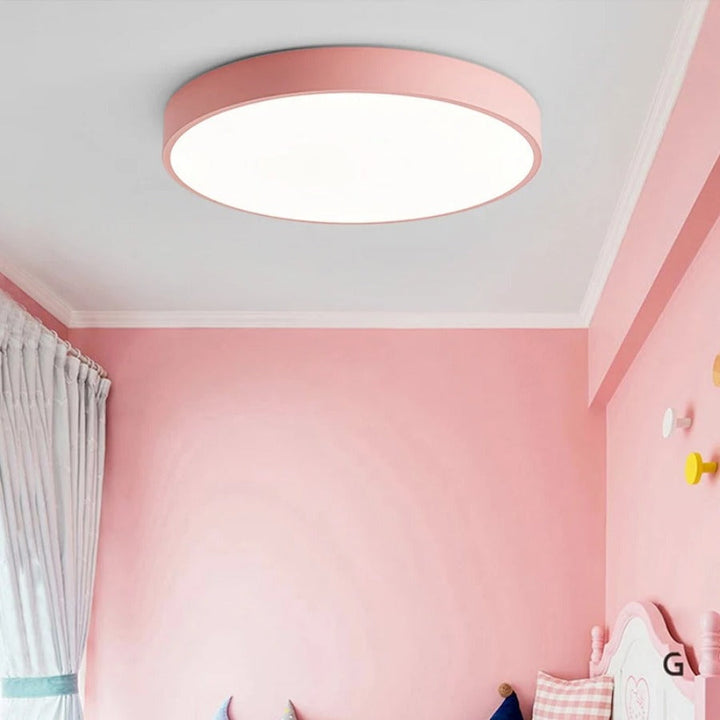 Ambient Nordic Macaroon LED ceiling light, enhancing modern living rooms and bedrooms with designer style.