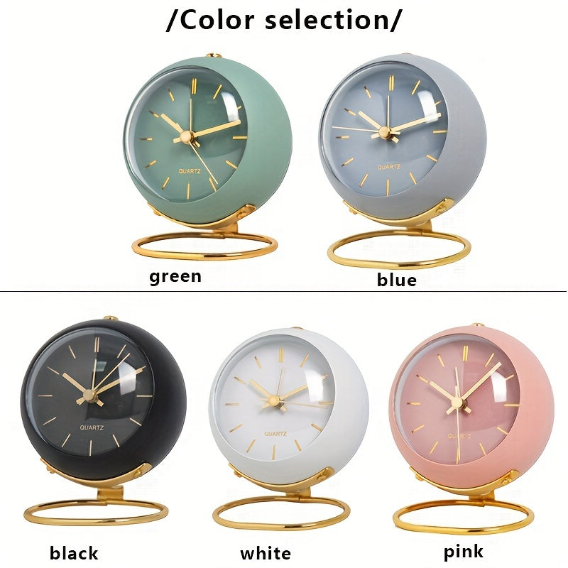 Modern white Nordic desk clock featuring luminous hands and durable metal frame