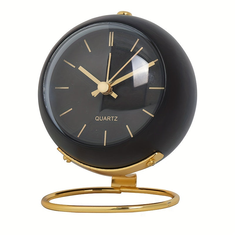 A chic white Nordic desk clock with silent movement and luminous hour markers