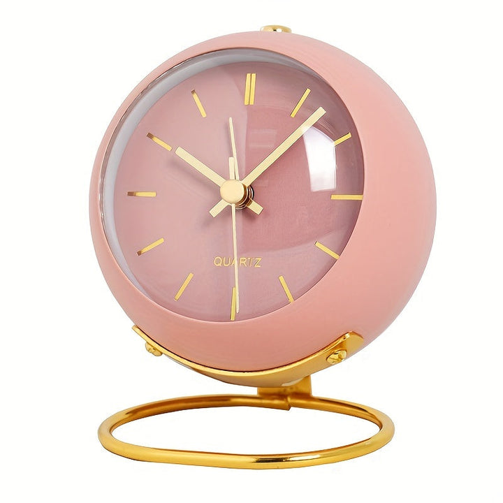 Contemporary black silent clock with a metallic frame and highly visible luminous hands