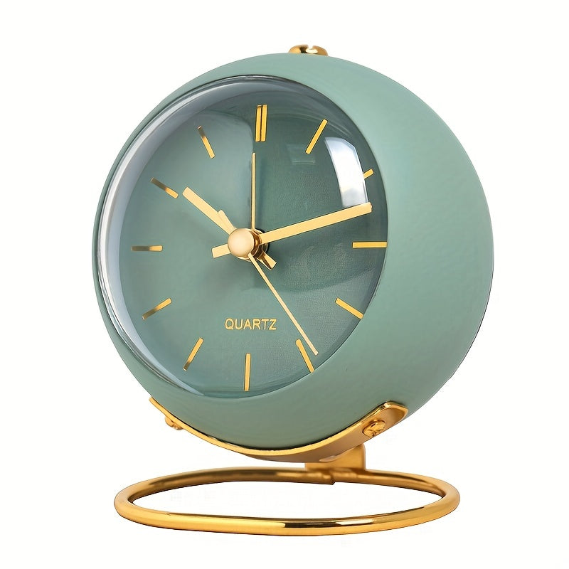 Vibrant pink Nordic desk clock, battery operated, with illuminated hands and metal edge
