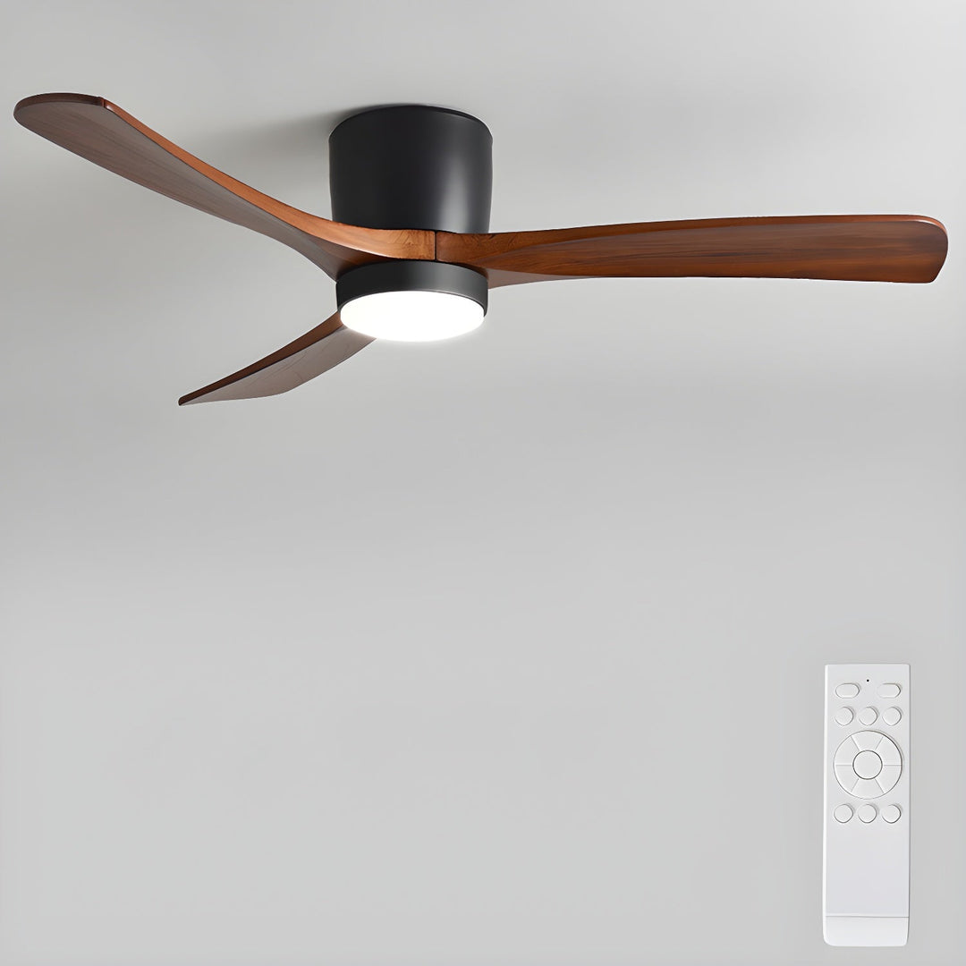 Premium wood ceiling fan with remote, LED light, bringing a touch of Nordic elegance to homes.