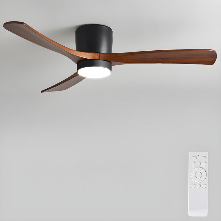 Premium wood ceiling fan with remote, LED light, bringing a touch of Nordic elegance to homes.