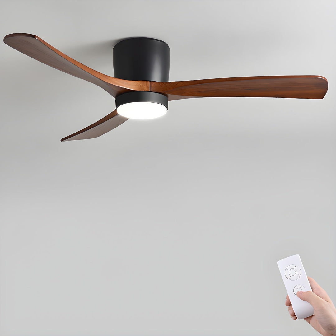Beautiful wooden ceiling fan with a bright LED light and user-friendly remote control.