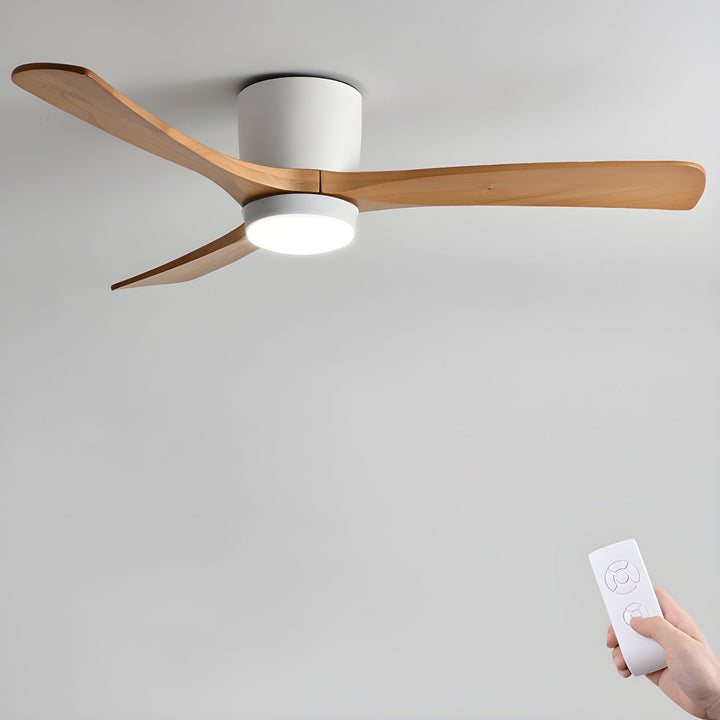 Efficient Nordic wood ceiling fan featuring LED illumination & remote for easy home control.
