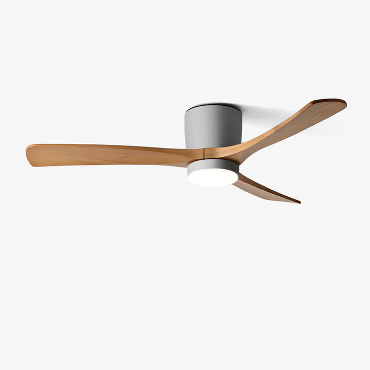 High-quality Nordic wood ceiling fan, remote-controlled LED light, perfect for any room.