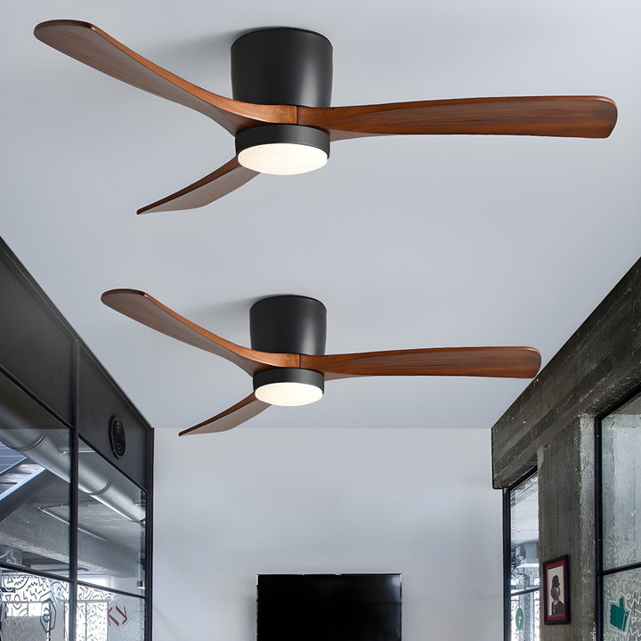 Premium Nordic wooden ceiling fan with LED light & remote, a stylish addition to any room.
