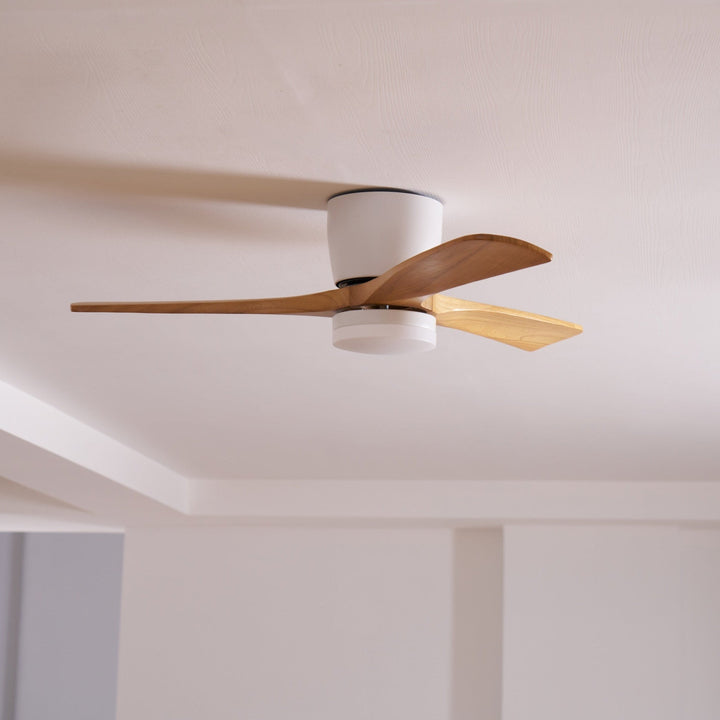 Decorative wooden ceiling fan with built-in LED & remote, a key element for interior design.