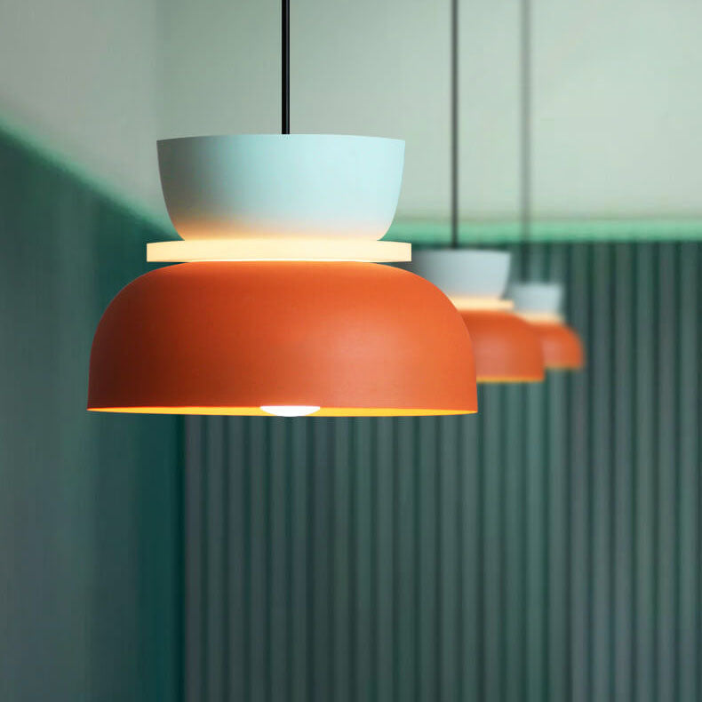Zinc alloy dual-tone dome pendant light. Contemporary Nordic design for modern kitchens.