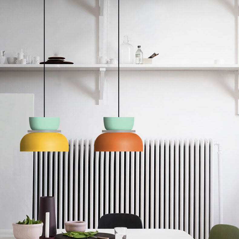 Sleek dual-tone dome pendant. Modern Nordic design ceiling light for contemporary living rooms.