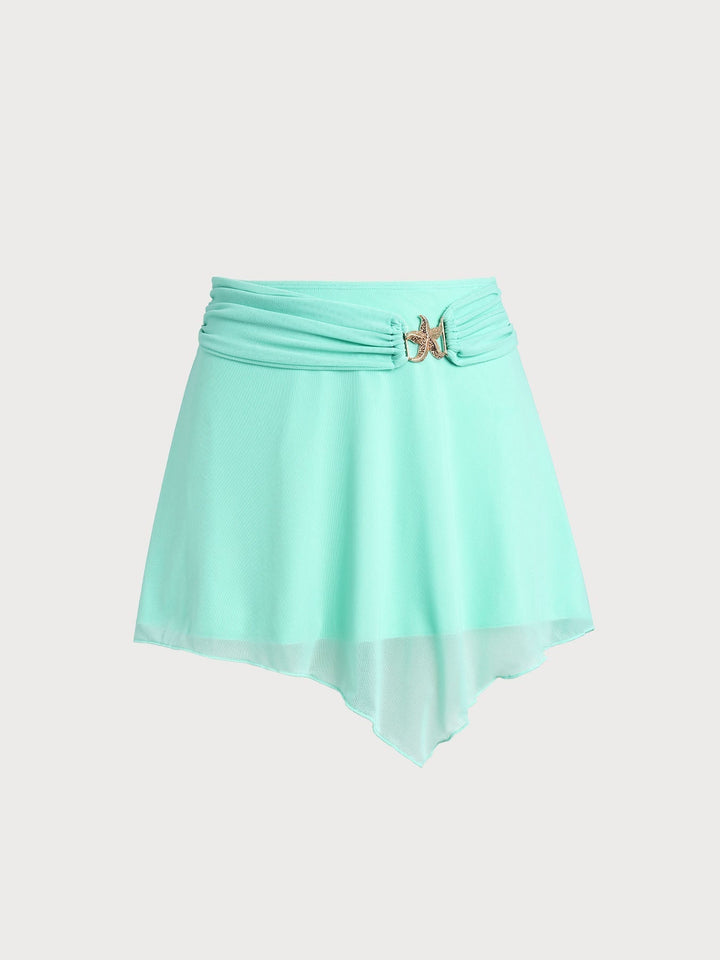 Elegant off-white women's skirt with subtle star embellishments, perfect for beach cover-up.