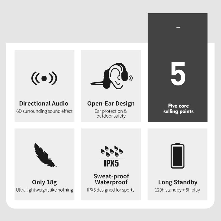 Lightweight & secure open-ear wireless sports headphones, ideal for extended wear during any activity.