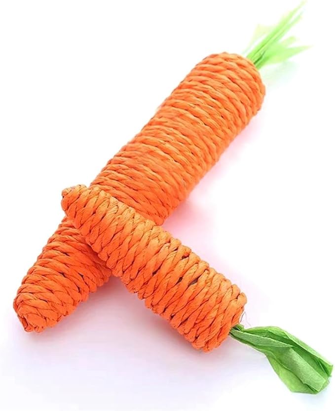 Sisal cat scratching toy in a vibrant carrot design, promoting healthy claws & feline enrichment.