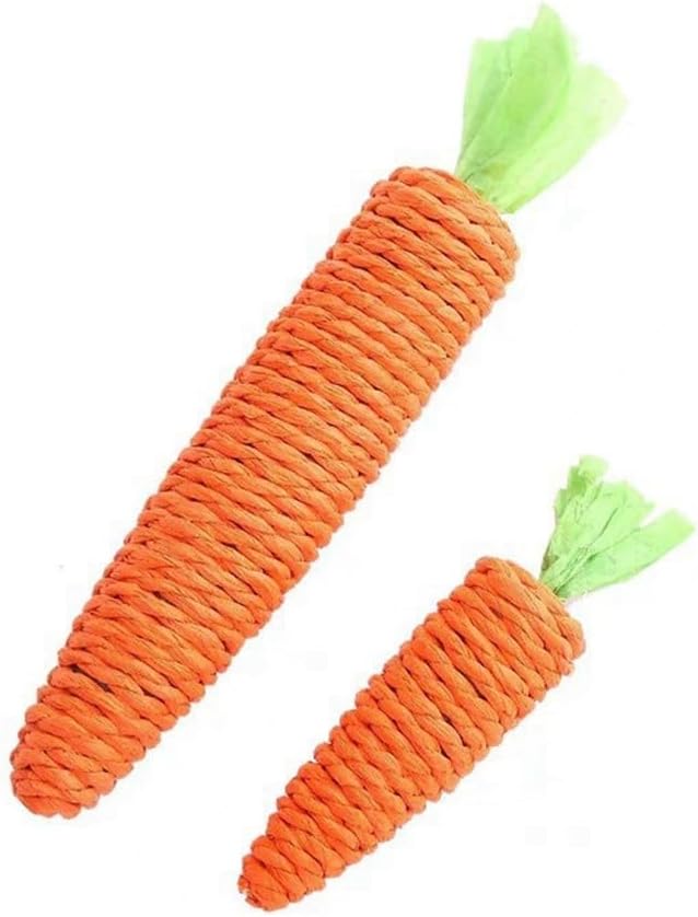Playful house cat scratching carrot, a sisal interactive toy designed for enrichment & healthy claws.