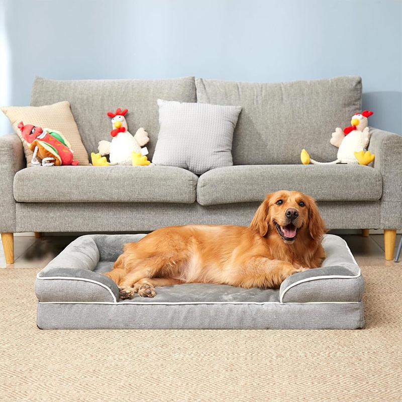 A restful haven: small dog orthopedic bed with memory foam, specifically for joint support & ultimate comfort.