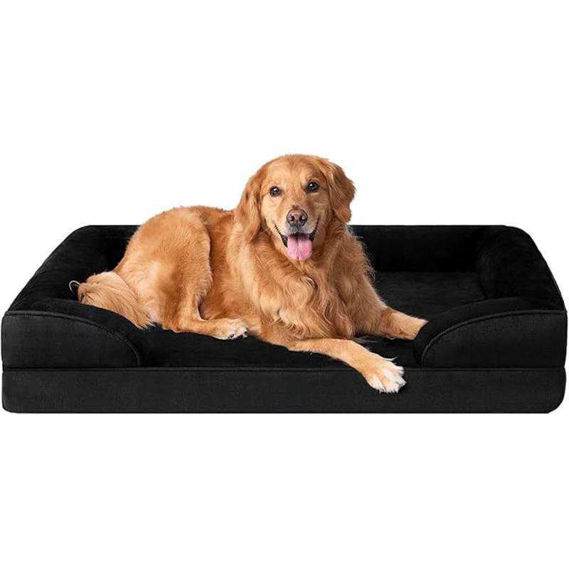 Top view of a plush orthopedic dog bed for small dogs, featuring supportive memory foam for pet comfort.