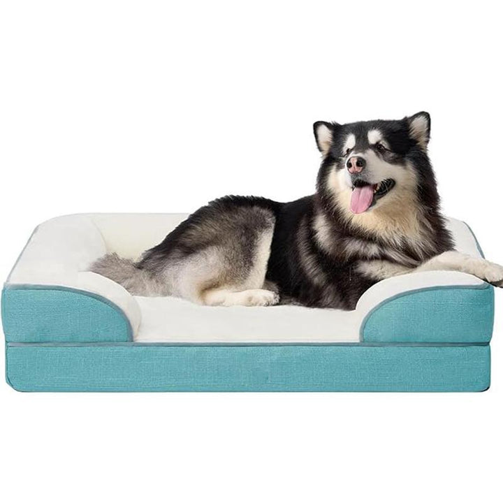 Side profile of a durable orthopedic dog bed, specifically designed for small dog joint support & comfort.