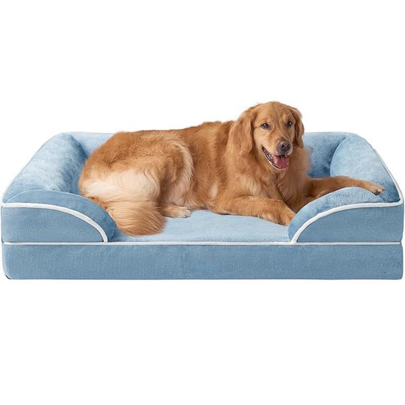 Premium small dog orthopedic bed, a stylish piece of pet furniture with memory foam for joint support.