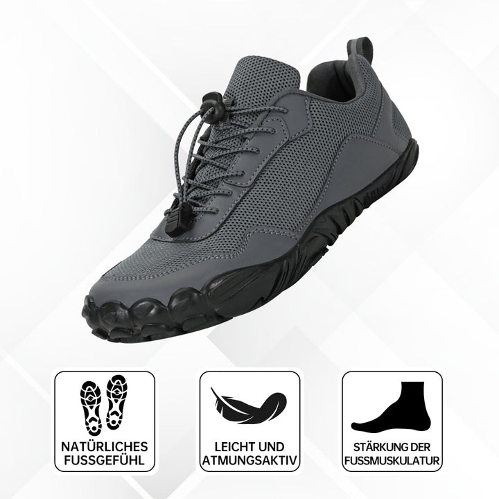 Durable non-slip sole on waterproof orthopedic barefoot shoes for daily wear.