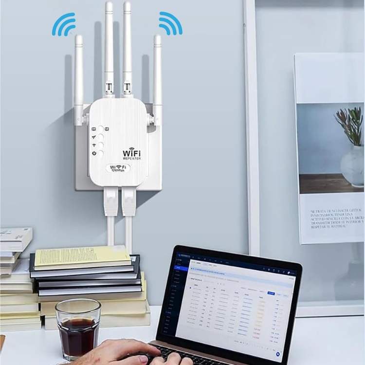Enjoy robust outdoor dual-band WiFi with this 1200Mbps signal amplifier and range extender.