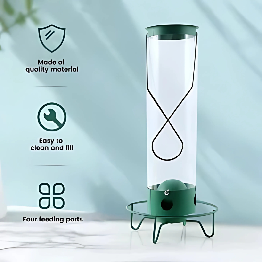 Attract wild birds with this hanging outdoor bird feeder, featuring a squirrel-resistant spinning perch.