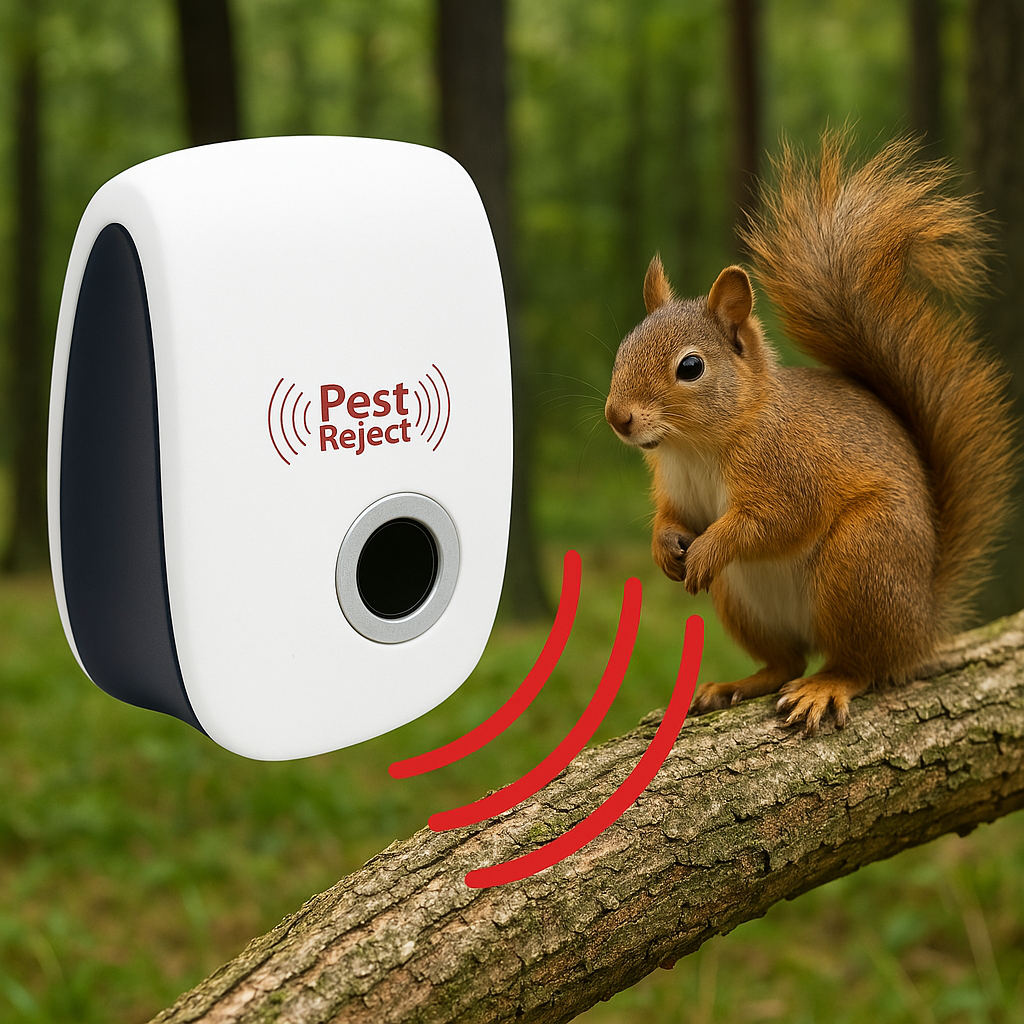 Silent ultrasonic animal control for gardens, repels squirrels and rodents effectively.